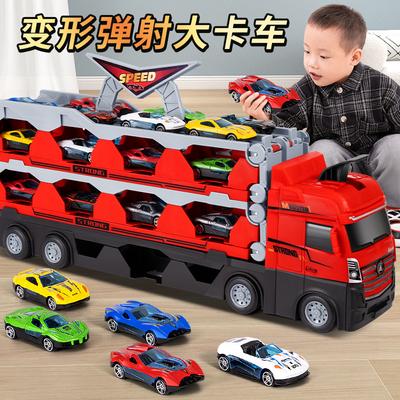 Lernspielzeug für Kinder, technische Fahrzeuge mit Lagerbehältern aus Legierung, Deformationslastwagen, Schienenauswurfwagen
