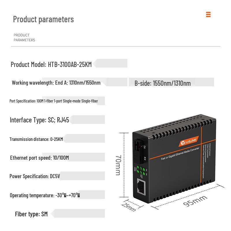netLINK HTB-3100AB-25KM 100M Single-Fiber Optic Transceiver Pair