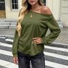 Women's Loose Fashion Off-the-shoulder Slant Collar Batwng Sleeve Long Sleeve Top