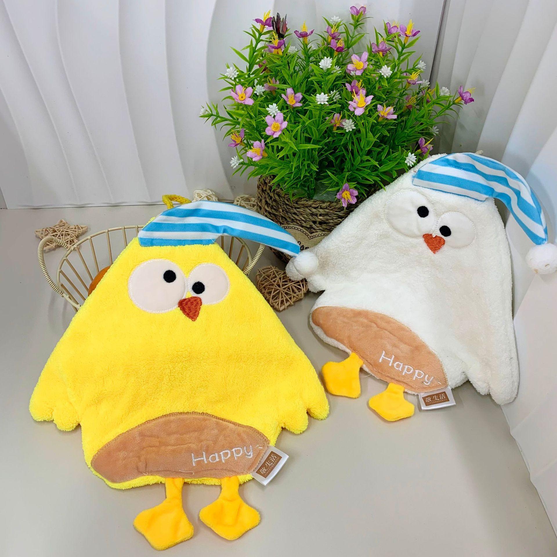 

Nightcap chick hand towel hanging towel cute kitchen thickened absorbent double layer cute cartoon quick drying hand towel 30*34cm жовтий