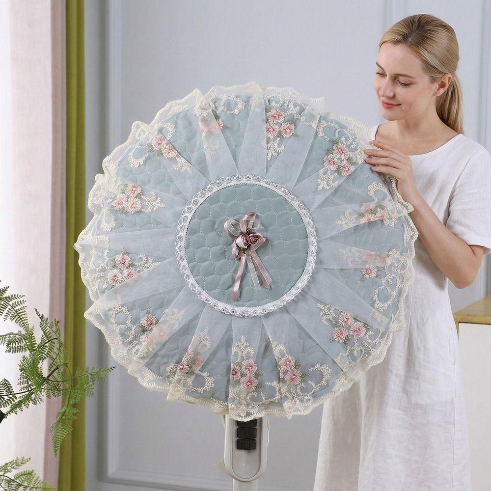 Round Electric Fan Cover Lace Pattern Fan Dust Cover Universal Mesh Covers  Floor-Standing Fan
