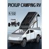 1/32 Tesla Cyber the Truck Pickup Alloy Camping RV Car Model Diecasts Metal Toy Van Motorhome Touring Car Model Sound Light Kids Gifts