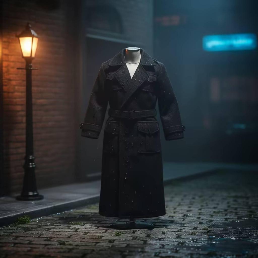 1/6 Scale Trench Coat Waist Belt Black Figure Outerwear