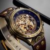 Retro Hollow Mechanical Watch Men'S Fashion Casual, Bronze Automatic Mechanical Watch