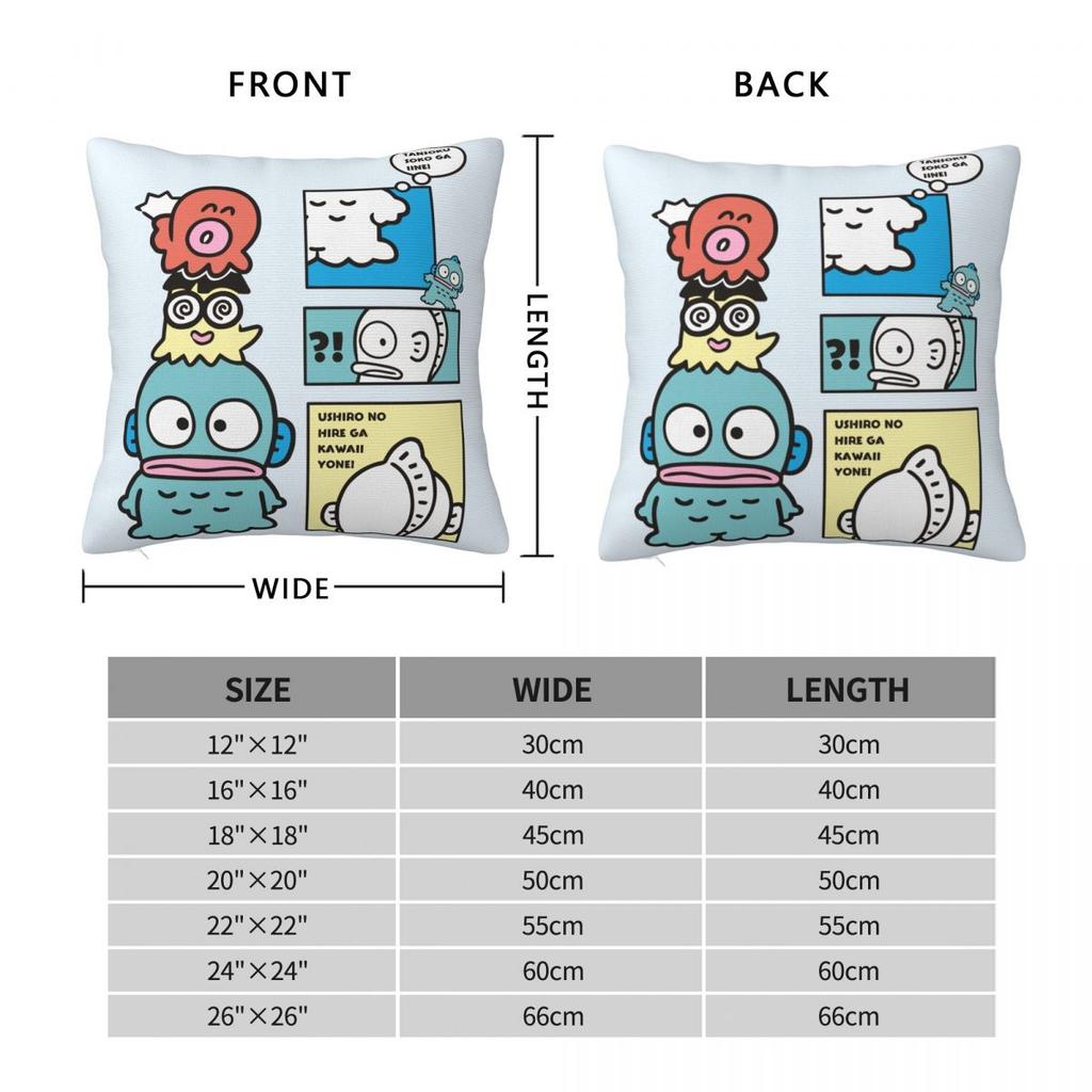 Cartoon Hangyodon Pillowcase Printing Polyester Cushion Cover Decorative Throw Pillow Case Cover Home Square 18''