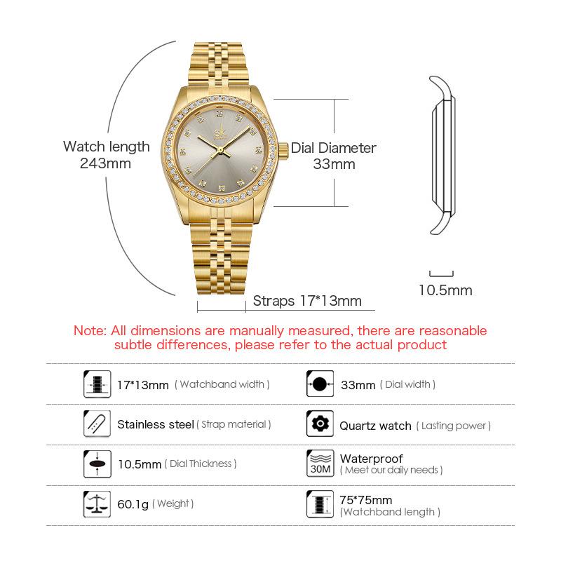 Ladies Watch Women'S Steel Belt Watch Business Light Luxury Fashion Waterproof Diamond Quartz Watch 0156