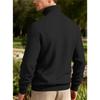 Men's Quarter Zip Pullover Sweater Diamond Jacquard Knit Stand Collar Long Sleeve Casual Sweatshirt For Business & Daily Wear