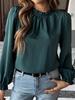 Women's Solid Color Ruffle Trim Long-Sleeve Shirt - Minimalist European & American Style, Japanese/Korean Influence, Spring/Summer 2025 Collection