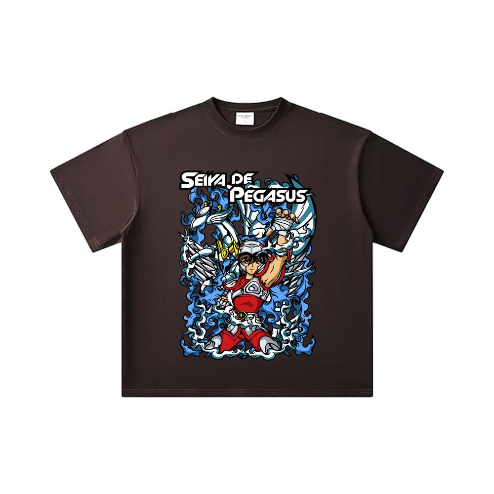 260 GSM Double Yarn 32 Count 100% Cotton Saint Seiya V15 Pegasus Print Unisex Heavy Cotton T Shirt… More