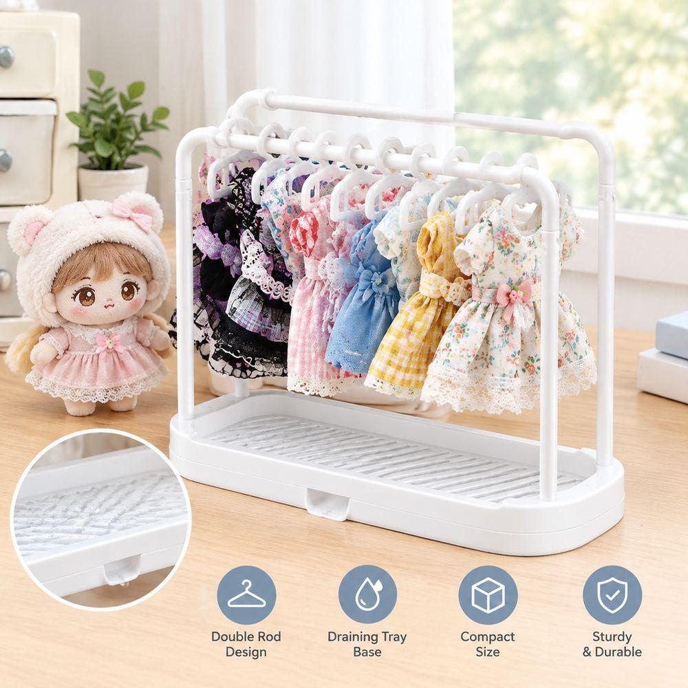 Draining Mini Clothes Rack Double Rod Doll Display Stand New Doll Hanger  For Potato Doll