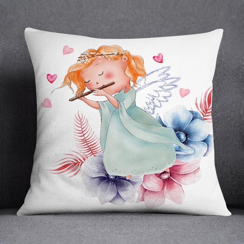 Yoga Little Girl Animal Series Pattern Decorative Pillowcase Square Pillowcase Home Office Ornament