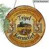 2D Flat, 1pc Vintage Polish Tripel Karmelit Beer Sign - Round Aluminum Metal Wall Art Plaque with Polish Text and Beer Brand, Rustic Farmhouse Decor