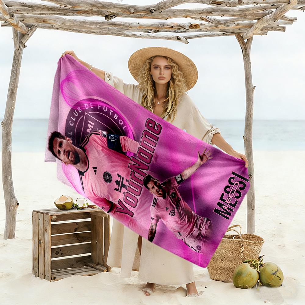 Messi Personalized Name Beach Towel High Absorbency & Quick-Dry Suitable for Swimming Gym Camping Yoga Vacation