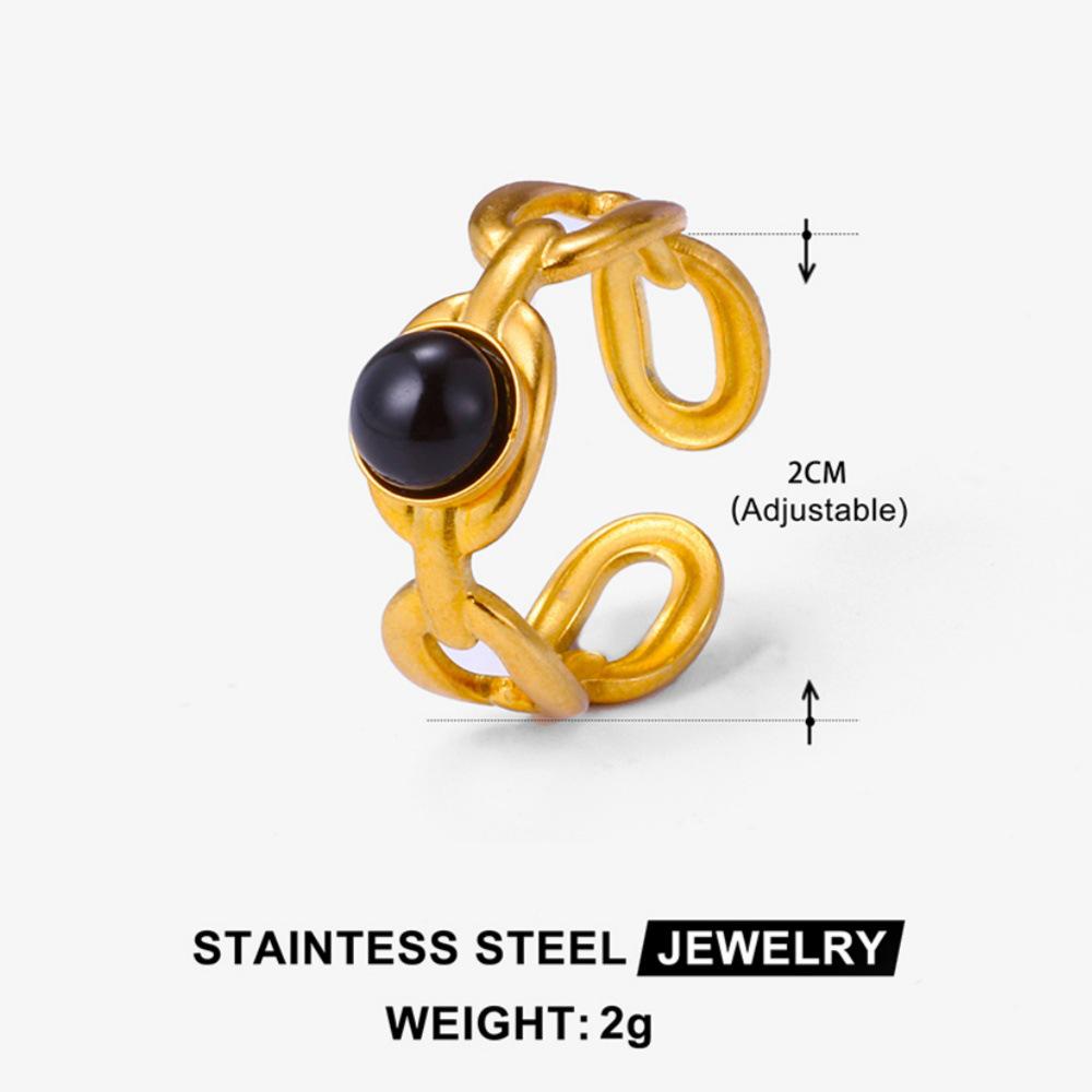 Titanium Steel Turquoise Adjustable Wide Band Ring