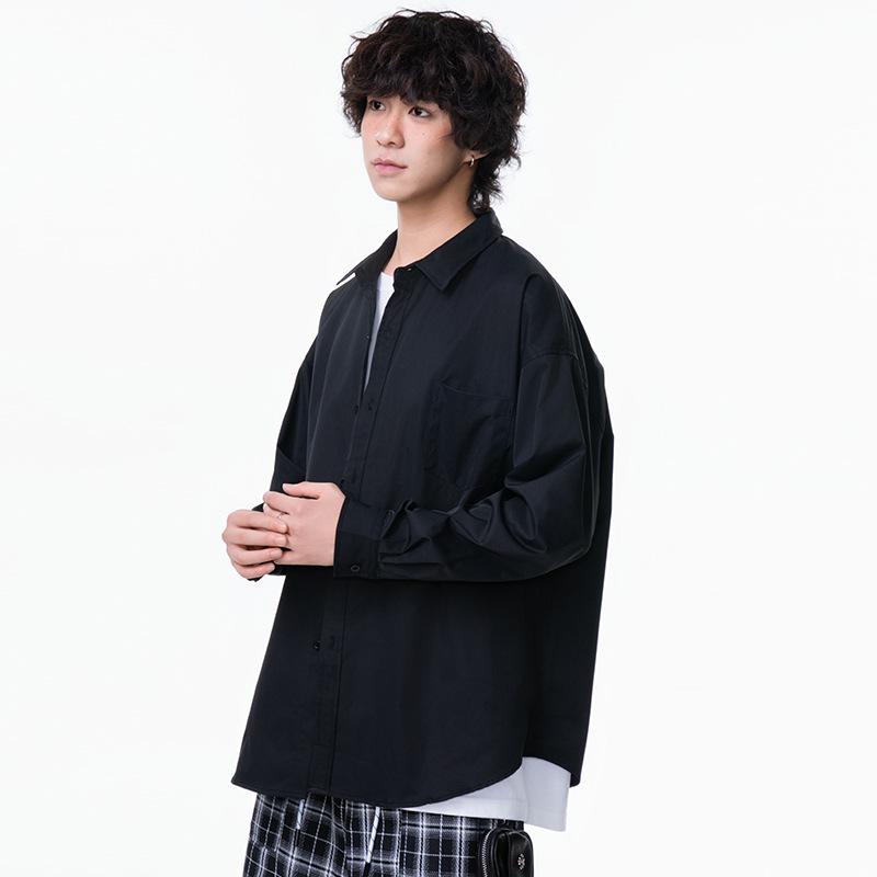 

Весна Новая Однотонная Рубашка для Мужской Моды Тренд Повседневная Однотонная Рубашка 3XL