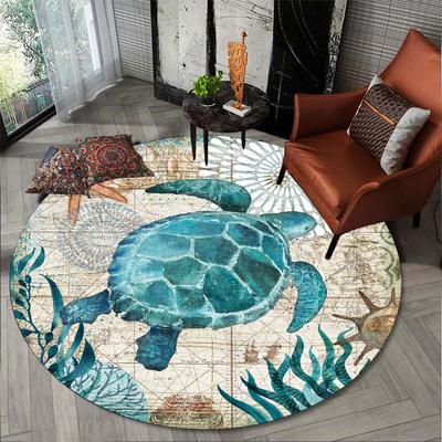 1 pz Tappeti rotondi per interni Tappetini Aloha Mare, Tartaruga Oceano Animale Mappa nautica, Morbido Soggiorno Camera da letto Tappeto unico Donna Tappetino yoga Casa