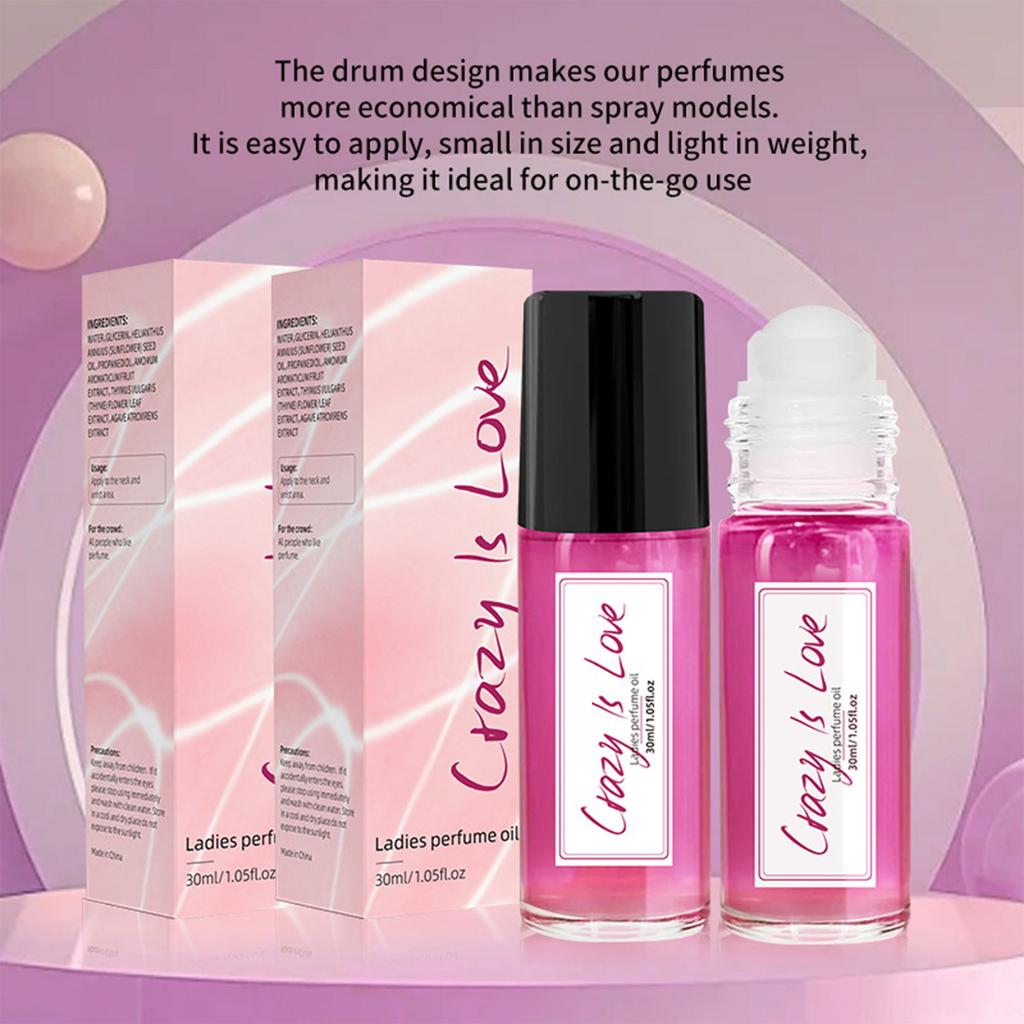10ml/30ml Natural Alcohol Free Fruity Fragrance Roll On Perfume Long Lasting for Women and Men Perfect for Dating Work Party Holiday Vacation Gift