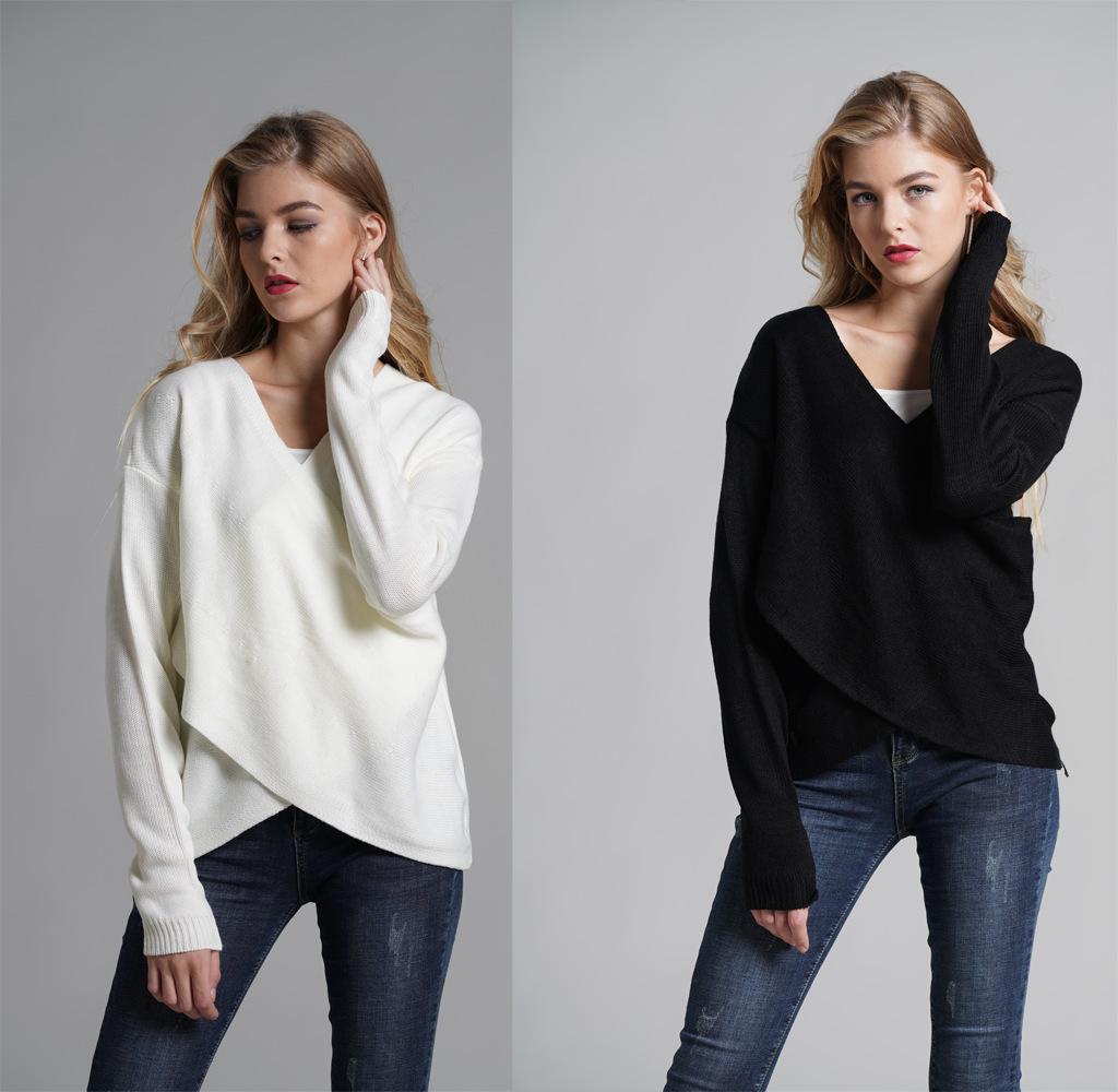 Plus Size Women's Autumn/Winter OL Cross-Stitch Knitted Sweater - Fashionable and Elegant