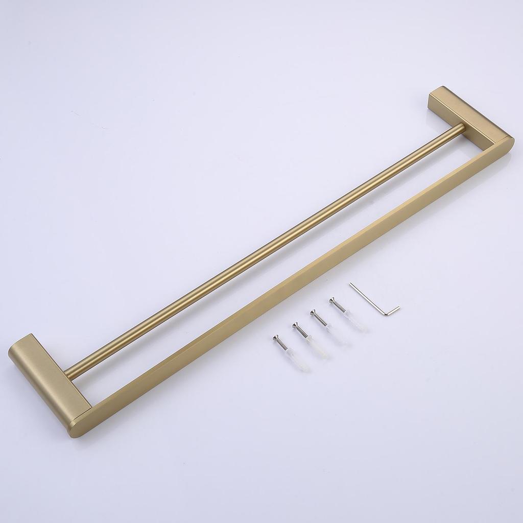 Brushed Gold Bathroom Towel Rack and Shelf Set