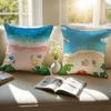 Charming Seaside Retreat Pillow Case Anti-dustmite Pillowcase Invisible Zipper Silky Short Plush Sofa Cushion Cover