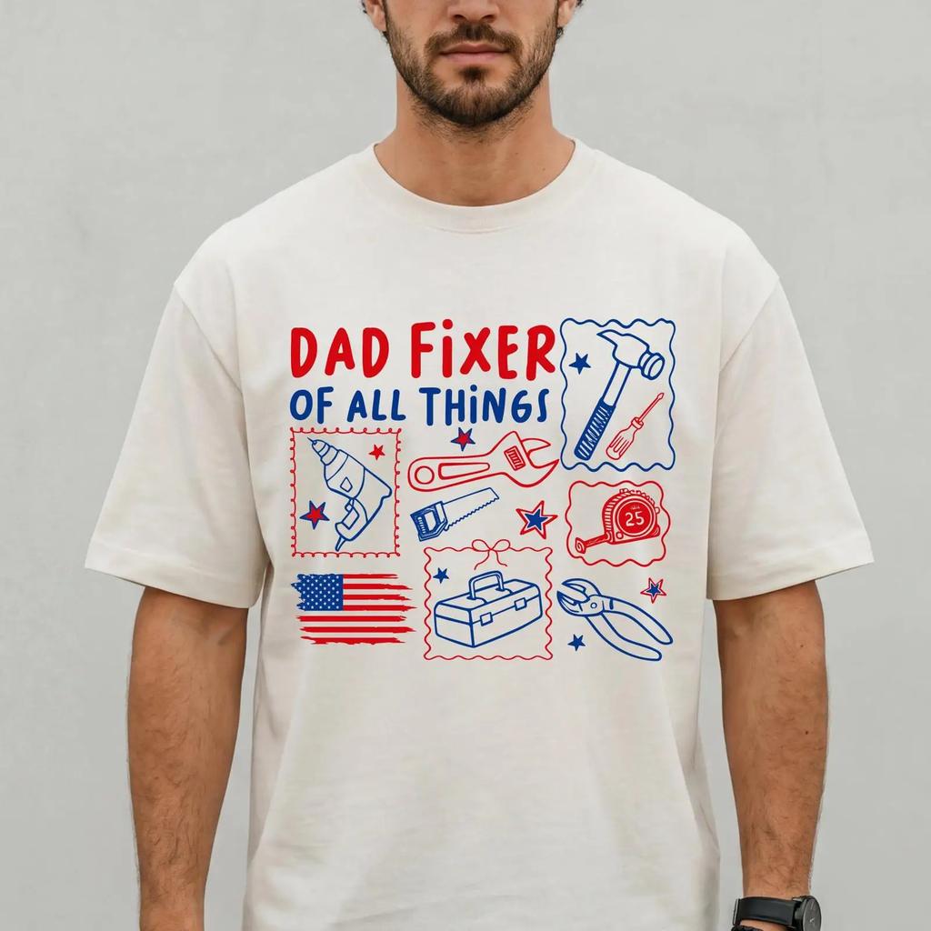 Dad Fixer Of All Things Patriotic Handyunisex T Shirt Fathers Day Diy Garage Mechanic Father Birthday Vintage Fashion