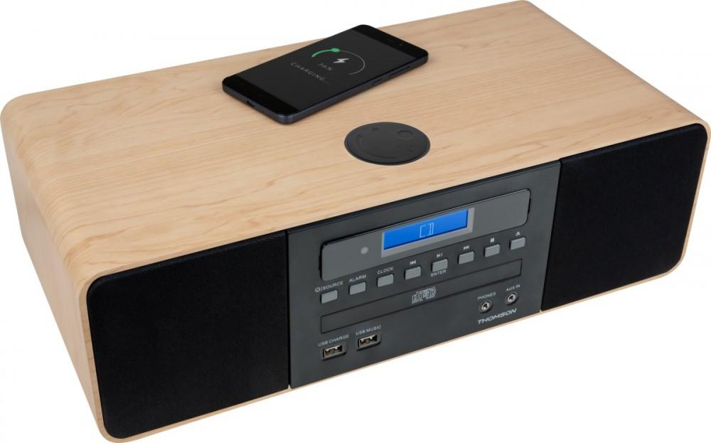 Thomson MIC202IBT Micro HiFi with Bluetooth and Inductive Phone Charger FM Radio with RDS Plays CD/MP3, Thomson