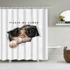 Puppy Cat Cute Cartoon Shower Curtains Washable Fabric Polyester For Bathtub Art Bathroom Decor Partition With Hooks Waterproof