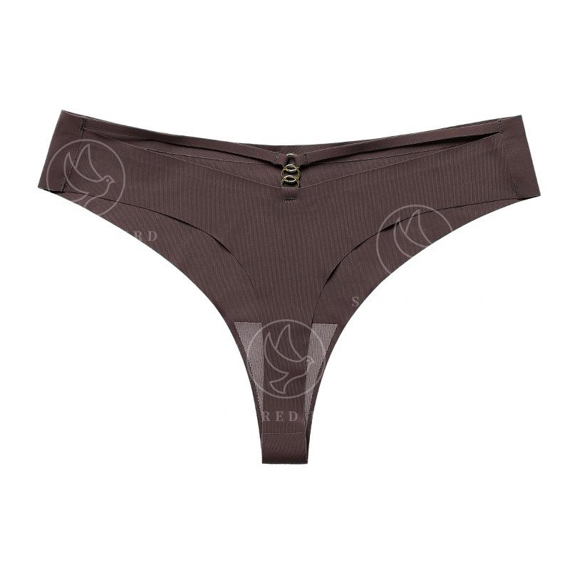 Fio T sem Costura em Seda Gelo - Lingerie Esportiva para Yoga Tamanho Plus com Argola de Metal
