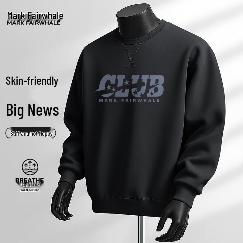 

Mark Fairwhale Men s American Retro Letter Print Round Neck Sweatshirt