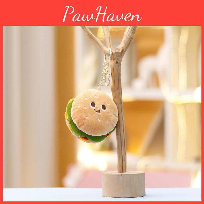Hamburger Keychain Plush With Cute Design Perfect For Girl Backpack Accessories