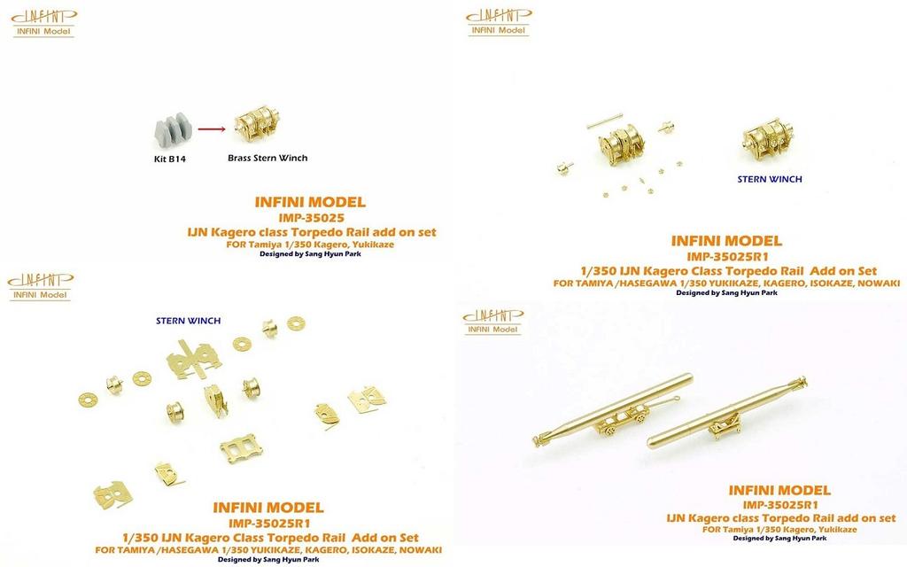 Infini Model IMP Series Japanese Navy Destroyer Torpedo Transport Rail Set for Ship Etching Parts Plastic Model Parts IMP3525 1/350 Kagero-class T/H