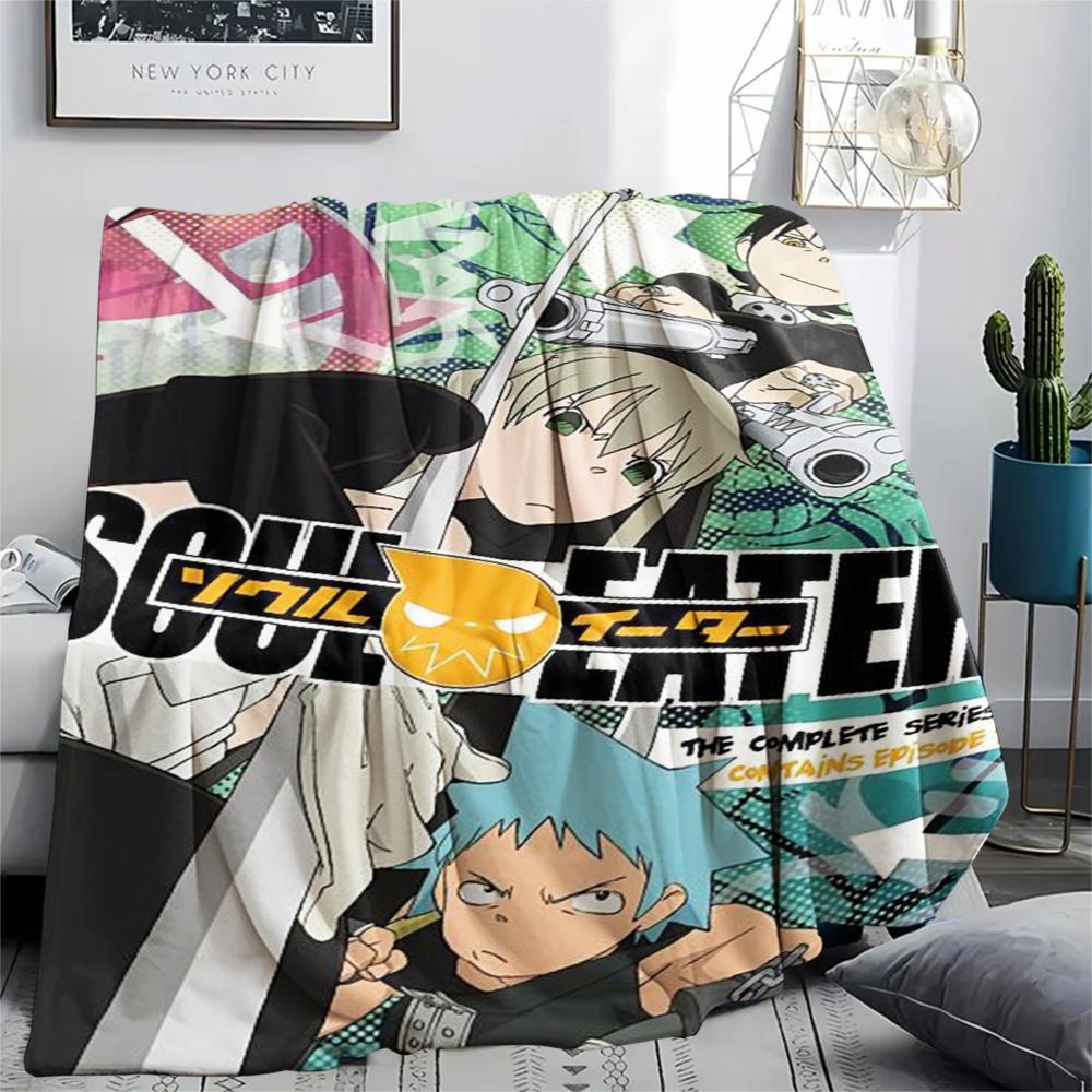 1PC Soul Eater Print Flannel Blanket, High quality Comfortable for All Seasons, Home Decor, Warmth and Comfort, Perfect for Christmas Gifts173