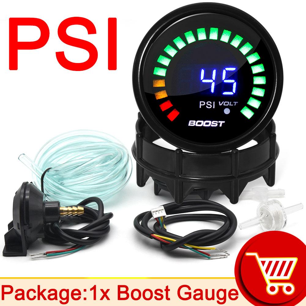 AD 52mm Turbo Boost Gauge Car Gauge Digital Turbo Pressure Gauge -1~3 Bar -15~45 PSI Vacuum Press Meter for 12V Gasoline Engine