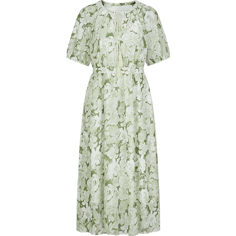 Juzhi Annakou Women s Botanical Print Chiffon Dress M