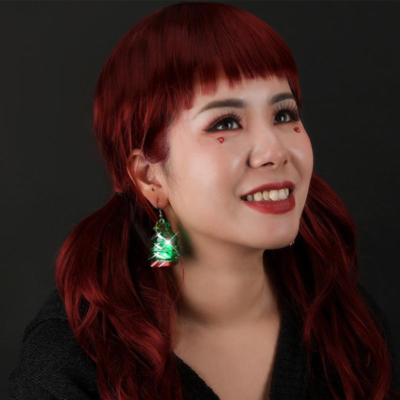 Christmas Party Earrings LED Lights Christmas Tree Glowing Dangler Glow in the Dark Snow Eardrop Easter Present Gift