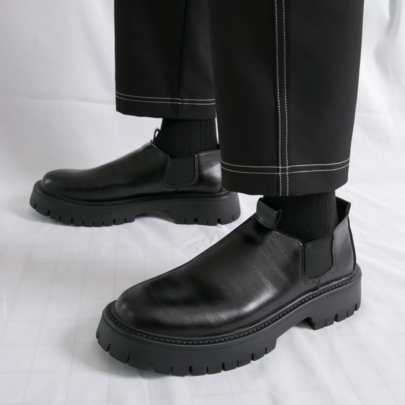 Derby Men's Thick Soled Leather Shoes British Minimalist Style Design Party Daily Work Office Adult Quality Shoes