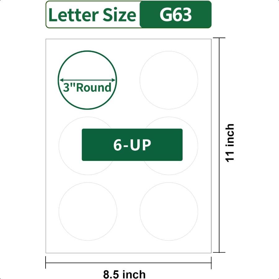 

3 Inch Round Labels Printable White Matte40 Sheets 6 Circles per Sheet Round Stickers 3 Inch for Laser Inkjet Printers Circle L United States