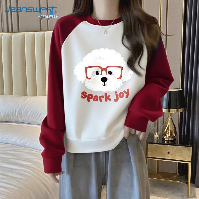 Jeanswest Women s Raglan Sleeve Color Block Graphic Sweatshirt 2XL