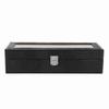 6-Slot Watch Box PU Leather Rectangular Wristwatch Display Case Organizer Gift Black