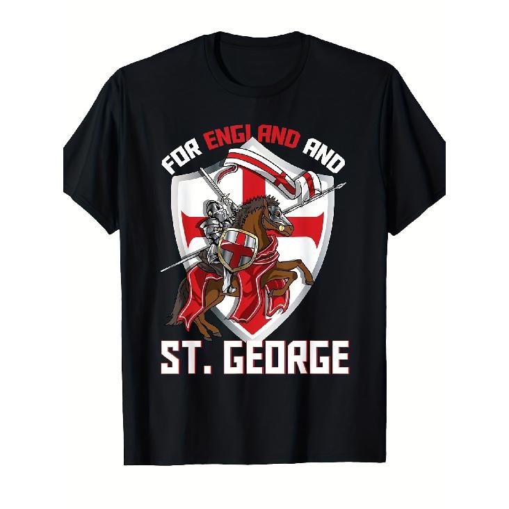 2026 New T-Shirts Men S Vintage English Pride T Shirt for England And St George Knight DRA GON Shield Graphic Red Cross of St George Design Loose Fit S