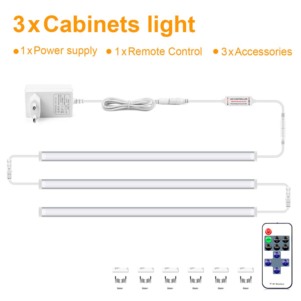 

Соединяемая алюминиевая светодиодная панель с диммируемым радиочастотным пультом дистанционного управления, трубчатая лента, сделай сам, кухня, под шкафом, верстак, лампа для шкафа 3PCS-40CM теплый белый