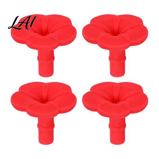 Silicone Hummingbird Feeder Parts 4PCS Replacement Parts Simulated Red Flowers Shape Universal Scratch-free Bird Part Fit Waterproof Accessories,