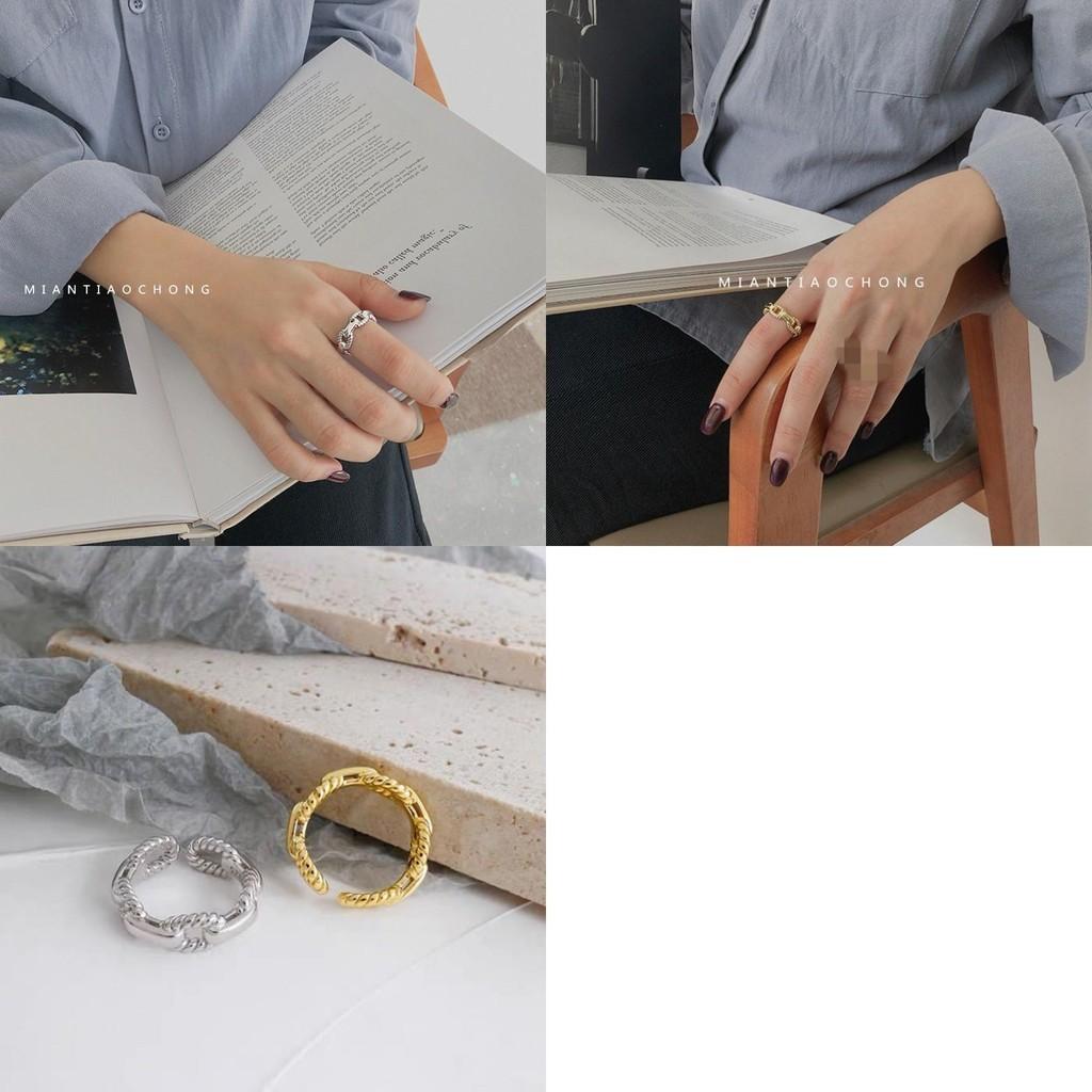 Twisted Unique Adjustable Chain Ring In S925 Silver Perfect For Couples And Fashion Lovers