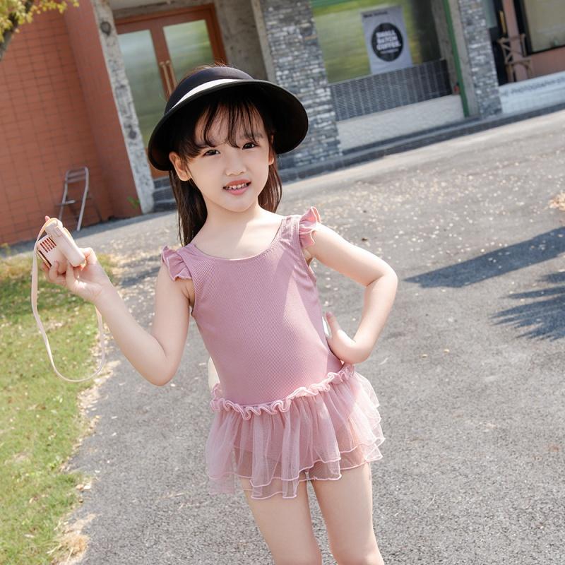 Girl Kids One Pieces Swimsuit With Hat Swimwear 2025 Bowknot Summer Beach Wear Children Swimming Suit