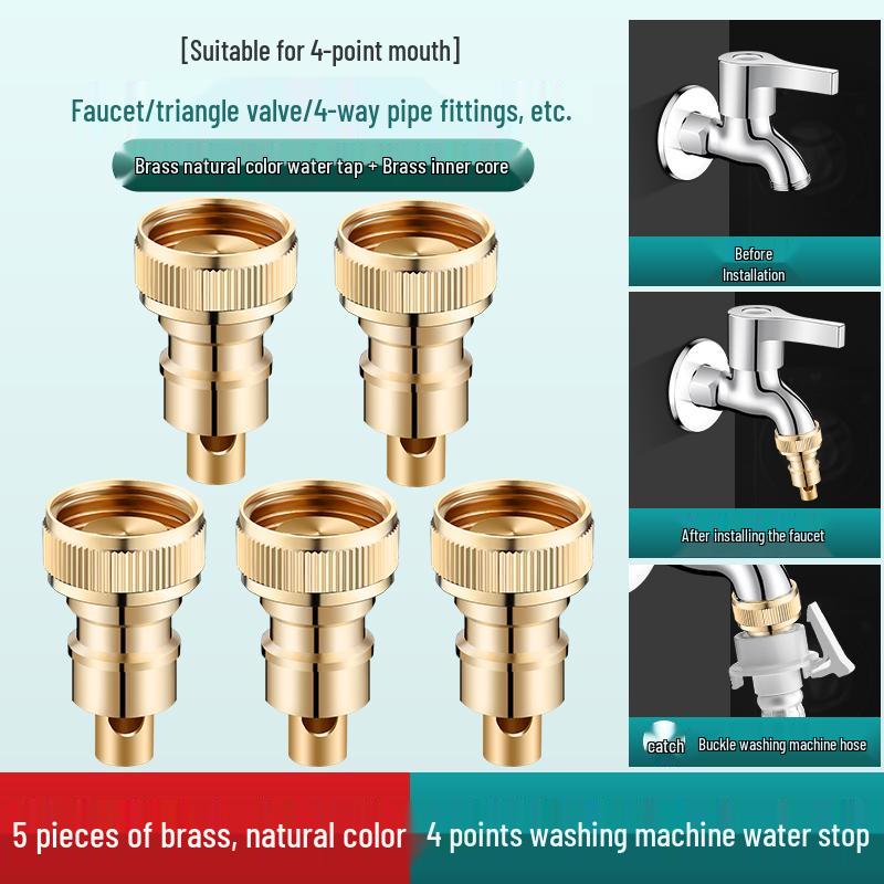 Washing Machine Automatic Shut-off Valve Adapter - 4-Point Water Outlet & Inlet Hose Conversion Accessory