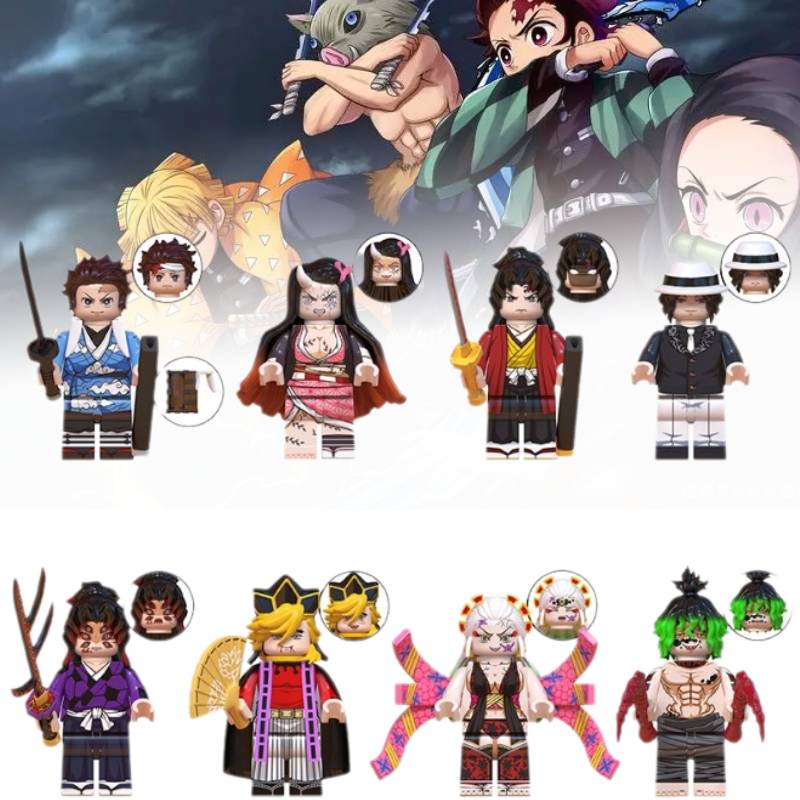 8pcs Slayer Demon Anime Character Building Blocks Assembly Toy Set Gift Children