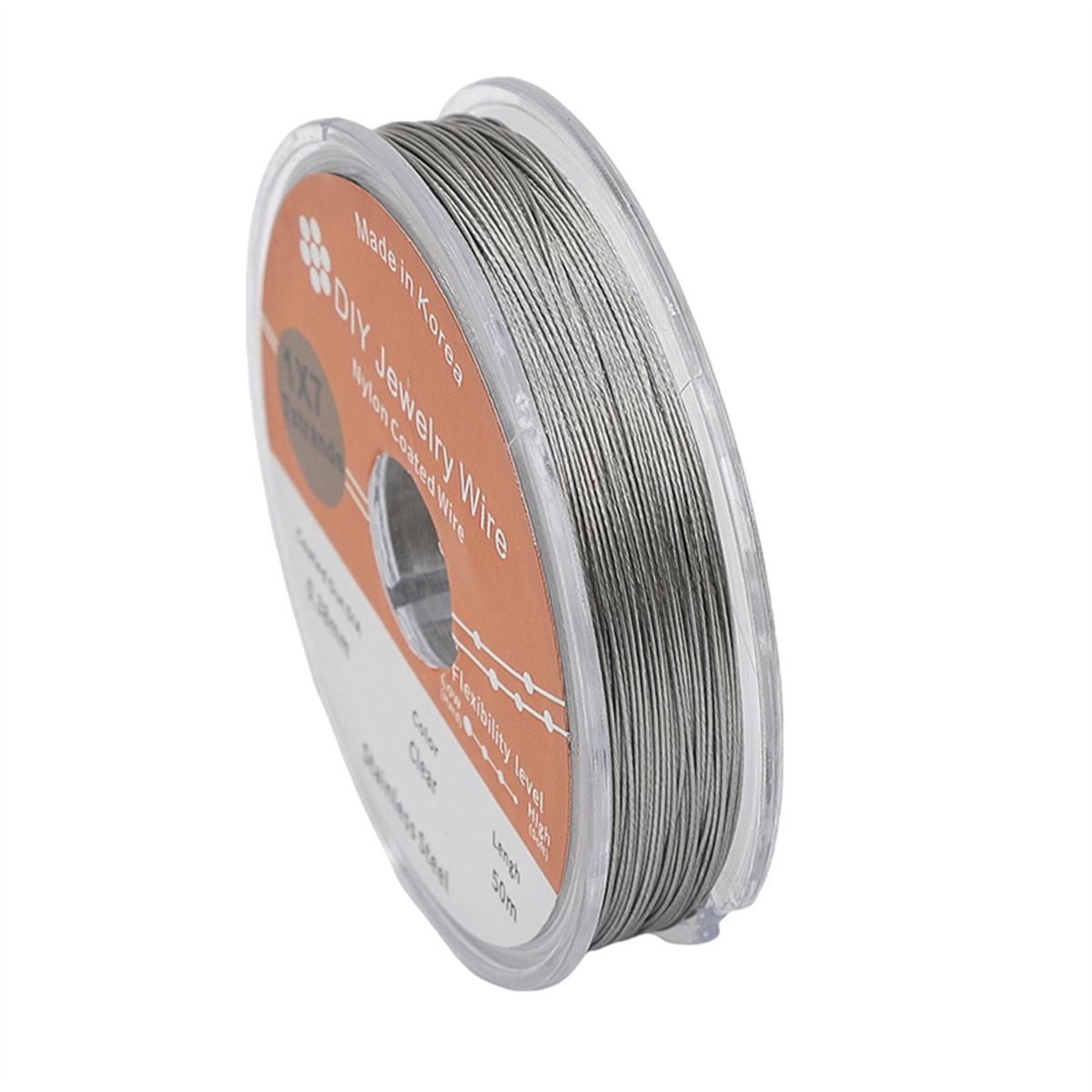 

50 метров/рулон, 2 размера, серебристый, белый, золотой цвет, стальная проволока для изготовления ювелирных изделий своими руками, браслетов и ожерелий 0.38mm серебряный