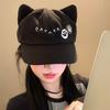 Black Cat Cute Ear Baseball Cap Unisex Anime Inspired Spring Fashion Accessory