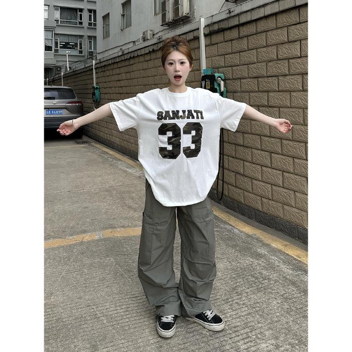 

Women s Retro Embroidered Cotton Oversized T-shirt - Casual Summer Design Large