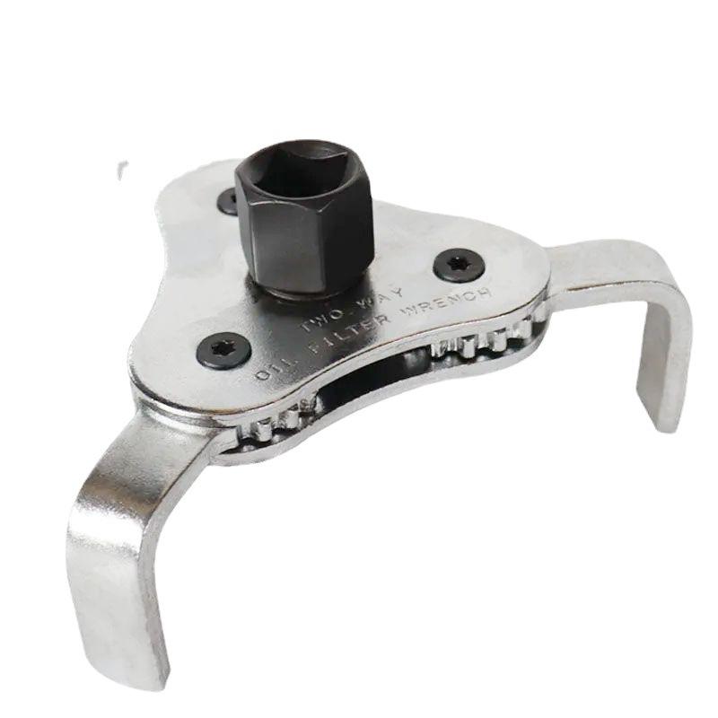 

Adjustable Two-way Oil Filter Wrench Three-claw Machine Filter Wrench Filter Oil Grid Removal Tool Auto Mechanic Workshop Tool серебряный